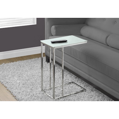 Monarch Specialties Accent Table - Chrome Metal With Frosted Tempered Glass I 3000